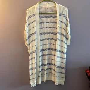 Blue and white cardigan
